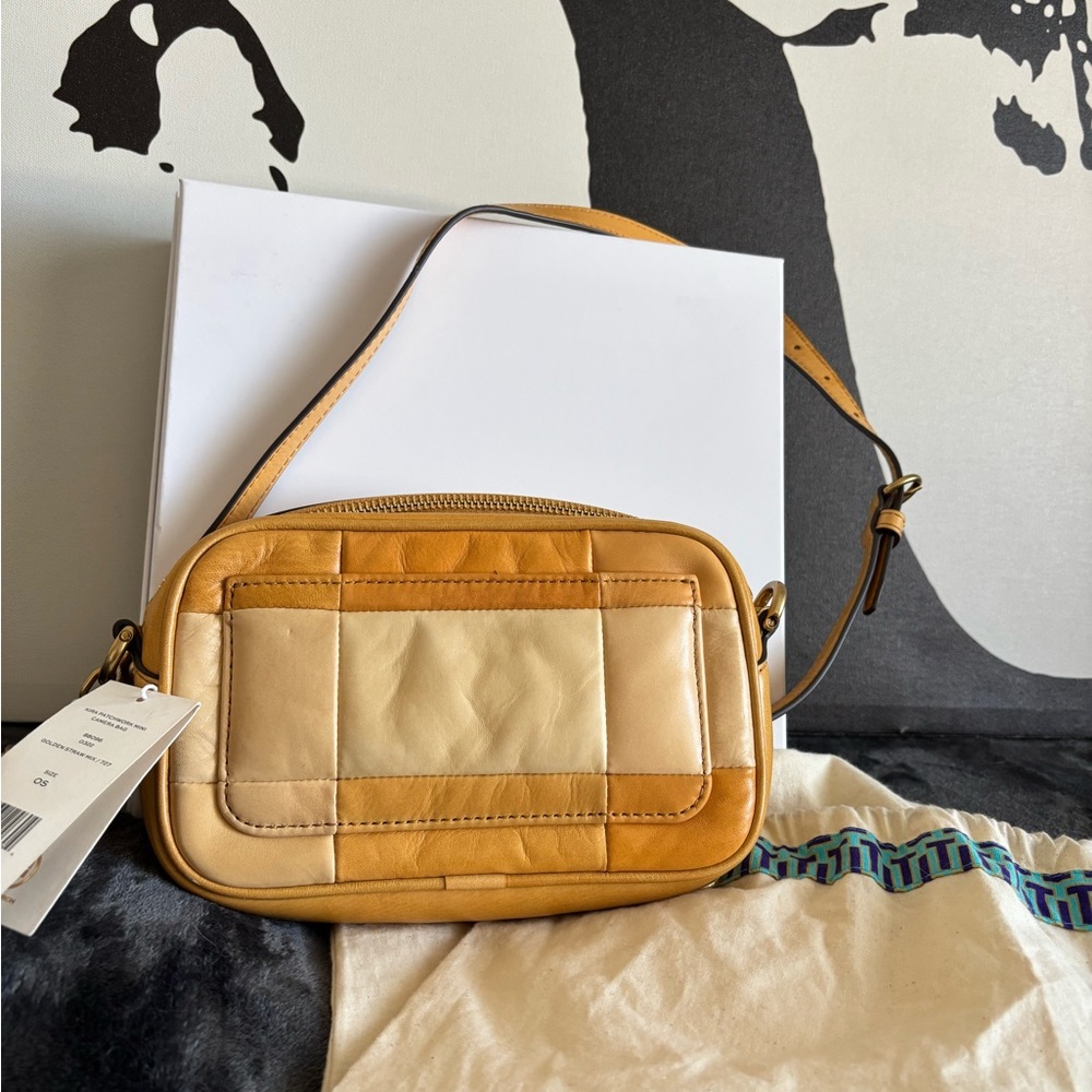 Tory Burch Patchwork Leather Crossbody in Tan & Cream - Picture 2 of 6